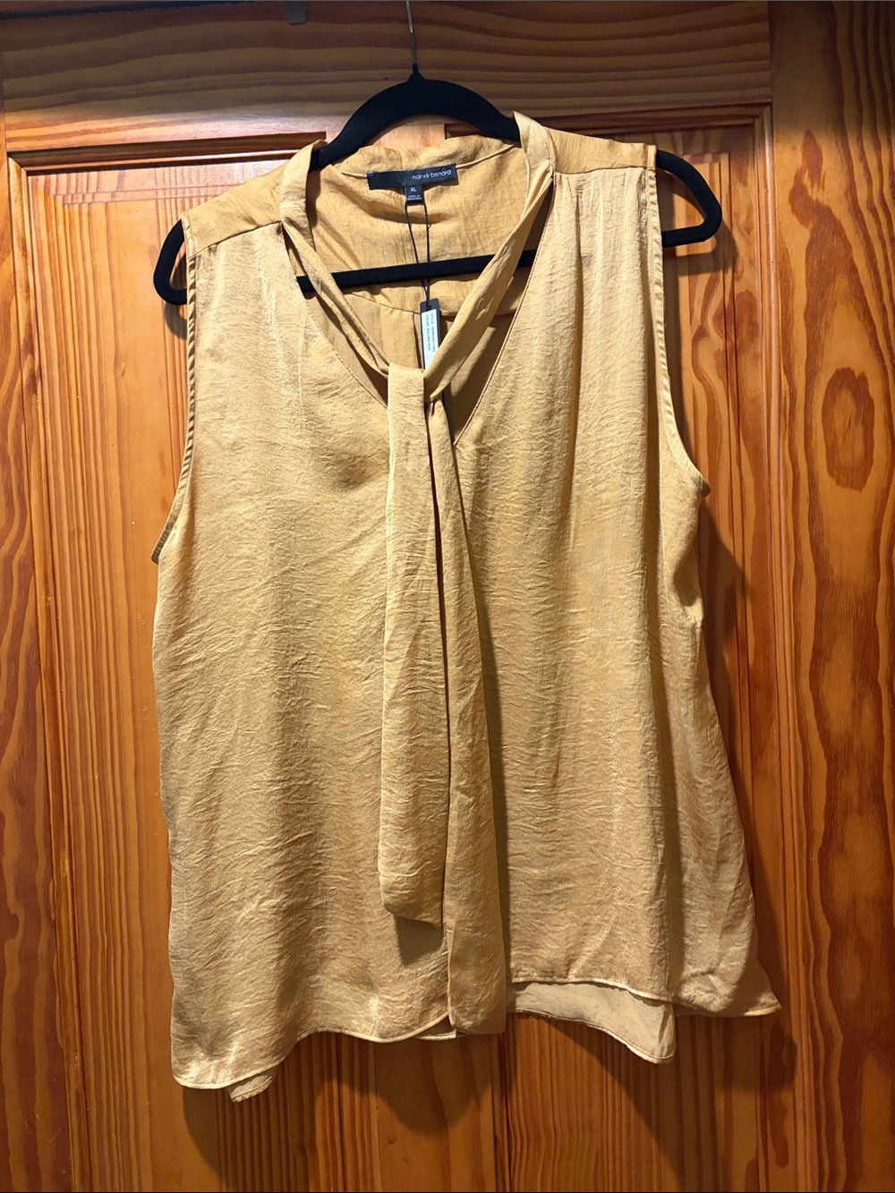 Harve Benard Tie-Neck Sleeveless Camisole in Mustard Gold